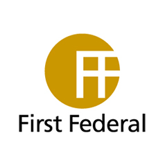 First Federal Logo - two F's overlapping in gold circle